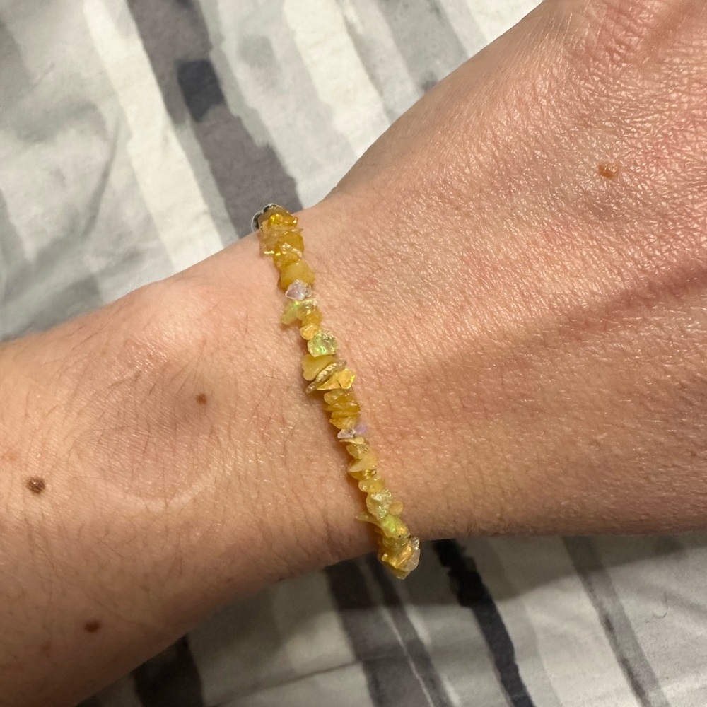 Ethiopian Opal Chip Bracelet Adjustable Sterling Silver